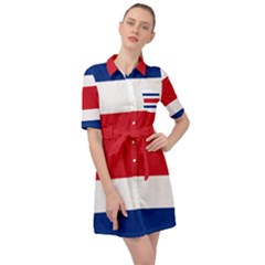 Costa Rica Flag Belted Shirt Dress by FlagGallery