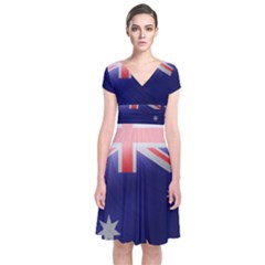 Australia Flag Country National Short Sleeve Front Wrap Dress by Sapixe