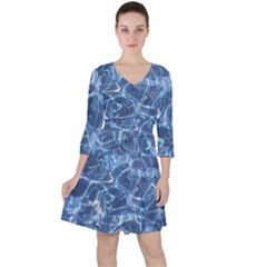 Abstract Blue Diving Fresh Ruffle Dress by HermanTelo