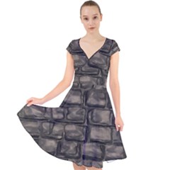 Stone Patch Sidewalk Cap Sleeve Front Wrap Midi Dress by HermanTelo