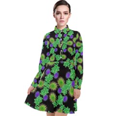 Flowers Pattern Background Long Sleeve Chiffon Shirt Dress by HermanTelo