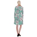 Vintage Floral Pattern Long Sleeve Velvet Front Wrap Dress View2