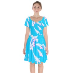 Koi Carp Scape Short Sleeve Bardot Dress by essentialimage