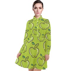 Fruit Apple Green Long Sleeve Chiffon Shirt Dress by HermanTelo