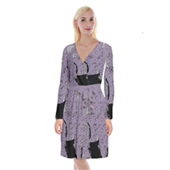 Wide Eyed Girl Grey Lilac Long Sleeve Velvet Front Wrap Dress by snowwhitegirl