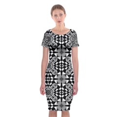 Fabric Geometric Shape Classic Short Sleeve Midi Dress by HermanTelo