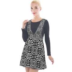 Fabric Geometric Shape Plunge Pinafore Velour Dress by HermanTelo