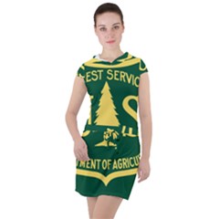 Flag Of The U S  Forest Service Drawstring Hooded Dress by abbeyz71