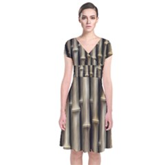 Bamboo Grass Short Sleeve Front Wrap Dress by Alisyart