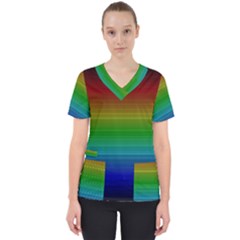 Dark Rainbow Stripes Women s V-neck Scrub Top by retrotoomoderndesigns