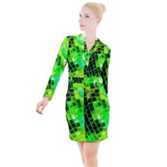 Green Disco Ball Button Long Sleeve Dress by essentialimage