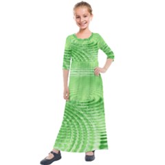 Wave Concentric Circle Green Kids  Quarter Sleeve Maxi Dress by HermanTelo