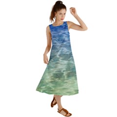 Water Blue Transparent Crystal Summer Maxi Dress by HermanTelo