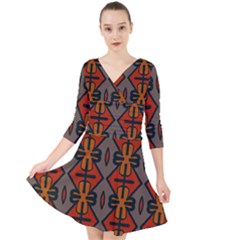 Seamless Digitally Created Tilable Abstract Pattern Quarter Sleeve Front Wrap Dress by Vaneshart