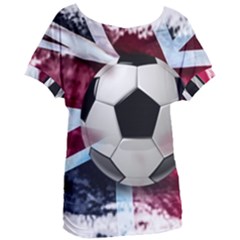 Soccer Ball With Great Britain Flag Women s Oversized Tee by Vaneshart