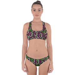 Green Fauna And Leaves In So Decorative Style Cross Back Hipster Bikini Set by pepitasart