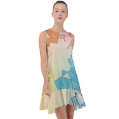 Background Pastel Geometric Lines Frill Swing Dress by Alisyart