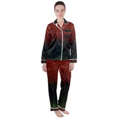 Texture Hatched Stamping Tissue Satin Long Sleeve Pyjamas Set by Vaneshart