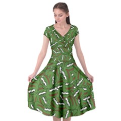 Pepe The Frog Face Pattern Green Kekistan Meme Cap Sleeve Wrap Front Dress by snek