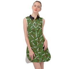 Pepe The Frog Face Pattern Green Kekistan Meme Sleeveless Shirt Dress by snek