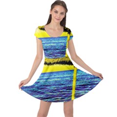 Pop Art Beach Umbrella  Cap Sleeve Dress by essentialimage
