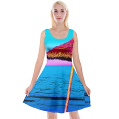 Pop Art Beach Umbrella  Reversible Velvet Sleeveless Dress by essentialimage