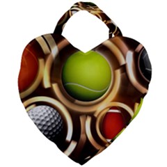 Sport Ball Tennis Golf Football Giant Heart Shaped Tote by HermanTelo