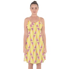 Yellow Pink Ruffle Detail Chiffon Dress by HermanTelo