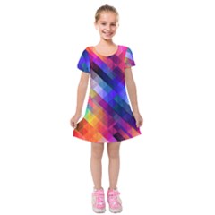 Abstract Background Colorful Pattern Kids  Short Sleeve Velvet Dress by HermanTelo