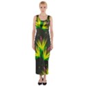 Floral Abstract Lines Fitted Maxi Dress View1