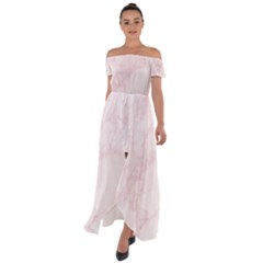 Pink Marble Texture Floor Background With Light Pink Veins Greek Marble Print Luxuous Real Marble  Off Shoulder Open Front Chiffon Dress by genx