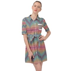 Pattern Background Texture Colorful Belted Shirt Dress by HermanTelo