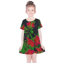 Dark Pop Art Floral Poster Kids  Simple Cotton Dress by dflcprintsclothing