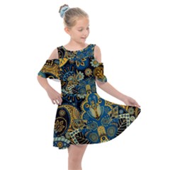 Retro Ethnic Background Pattern Vector Kids  Shoulder Cutout Chiffon Dress by Amaryn4rt