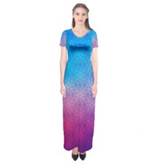 Blue Pink Shade Short Sleeve Maxi Dress by designsbymallika