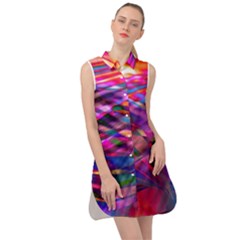 Wave Lines Pattern Abstract Sleeveless Shirt Dress by Alisyart