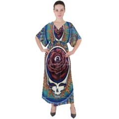 Grateful Dead Ahead Of Their Time V-neck Boho Style Maxi Dress by Sapixe