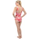 Background Card Checker Chequered Cross Front Low Back Swimsuit View2