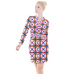 Rainbow Pattern Button Long Sleeve Dress by Mariart