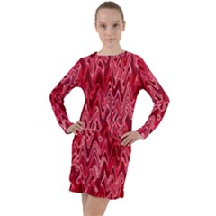 Background Abstract Surface Red Long Sleeve Hoodie Dress by HermanTelo