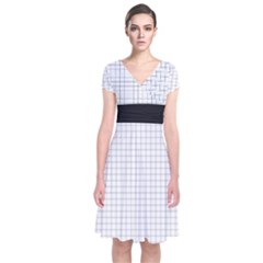 Aesthetic Black And White Grid Paper Imitation Short Sleeve Front Wrap Dress by genx