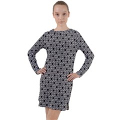 Pattern Formes Ronds Noir/blanc Long Sleeve Hoodie Dress by kcreatif