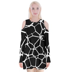 Neurons Braid Network Wattle Yarn Velvet Long Sleeve Shoulder Cutout Dress by HermanTelo