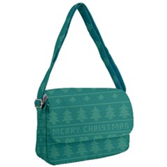 Beautiful Knitted Christmas Pattern Green Courier Bag by Vaneshart