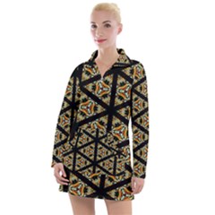 Pattern Stained Glass Triangles Women s Long Sleeve Casual Dress by HermanTelo