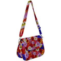 Multicolored Daisies Saddle Handbag by retrotoomoderndesigns
