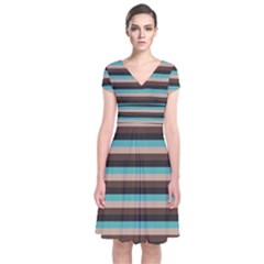 Stripey 1 Short Sleeve Front Wrap Dress by anthromahe
