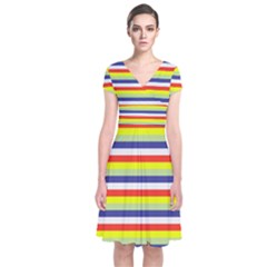 Stripey 2 Short Sleeve Front Wrap Dress by anthromahe