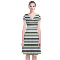 Stripey 8 Short Sleeve Front Wrap Dress by anthromahe