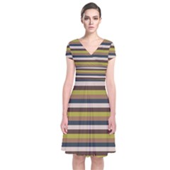 Stripey 12 Short Sleeve Front Wrap Dress by anthromahe